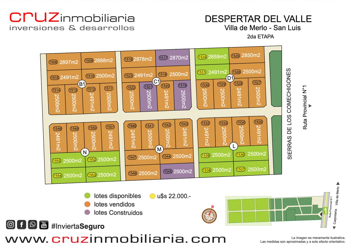 Lotes de 2500m2 en Cerro de Oro - Merlo
